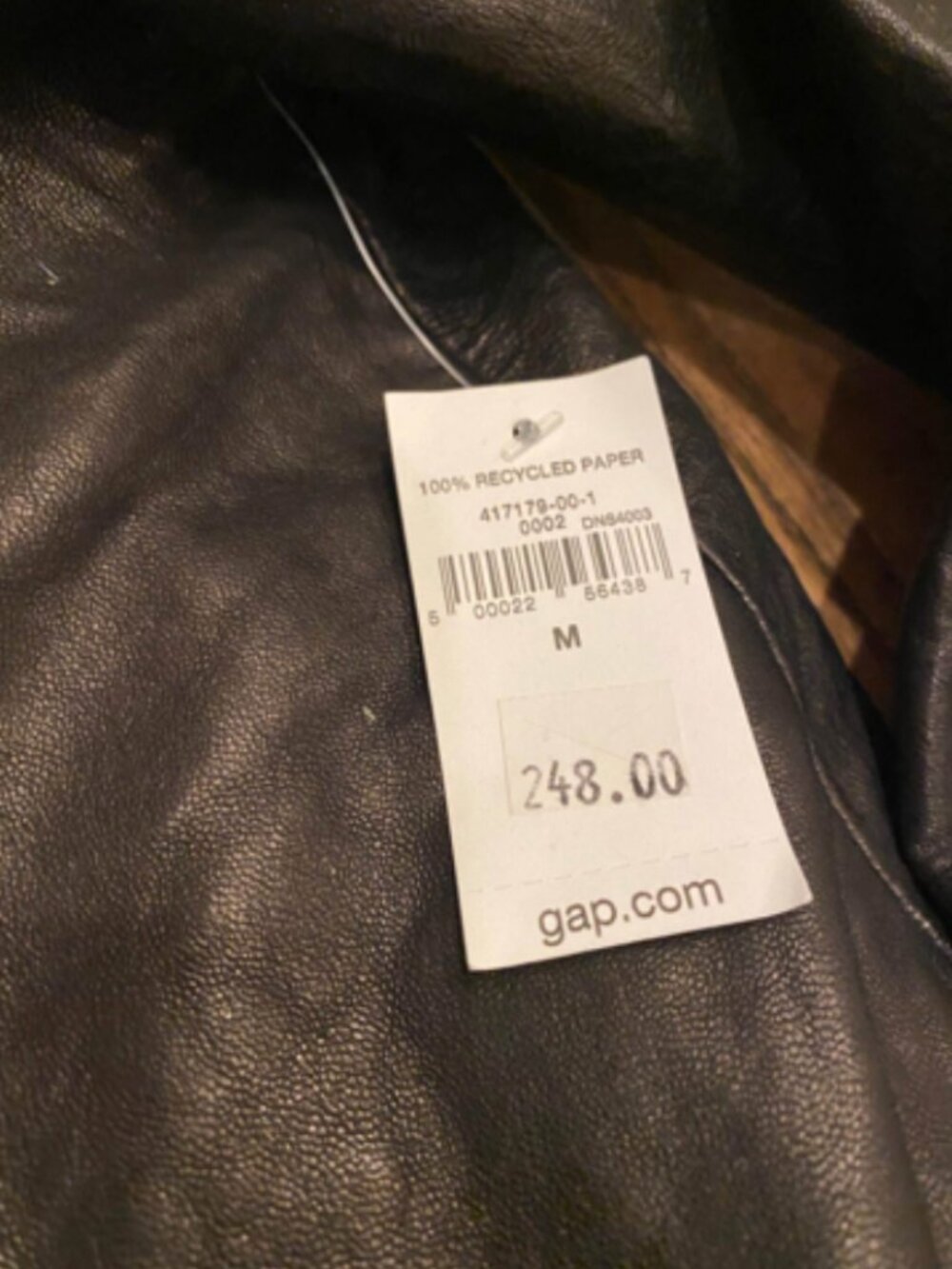 GAP Black Leather Moto Jacket NWT Size Medium $248 Retail - Picture 5 of 8